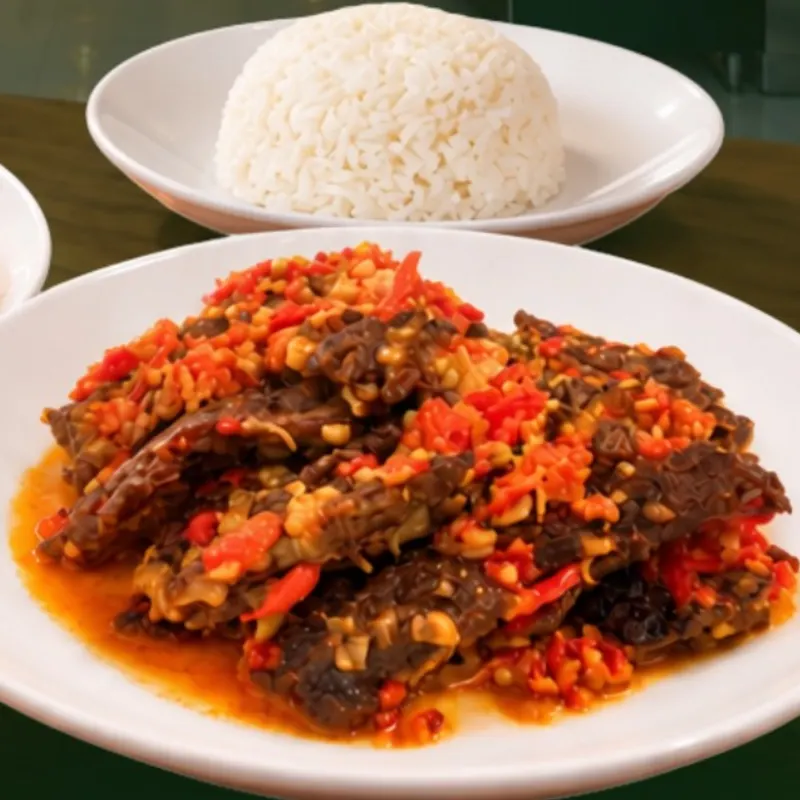 Dendeng balado dan telur dadar
